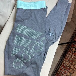 Adidas Women’s Gray Leggings with Teal Accents